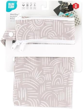 Bumkins Waterproof Wet Dry Clutch Bag for Baby, Travel, Swim Suit, Cloth Diapers, Pump Parts, Pool, Gym Clothes, Toiletry, Hook to Stroller, Daycare, Zip Reusable Bag, Packing Pouch, Boho Beige - Image 6