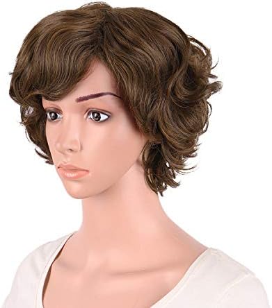 MapofBeauty 11.8 Inch Women Short Curly Side Bangs Fashion Wig, Brown - Image 3