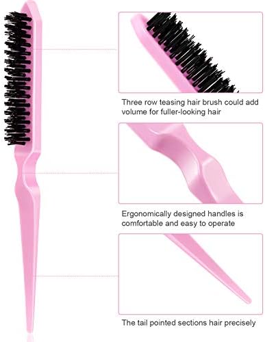 Yaomiao 6 Pcs Teasing Brush Set 3 Row Nylon Rat Tail Combs for Fine Hair - Image 3