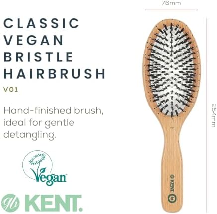 Kent V01 Vegan Boar Bristle Hair Brush with Nylon Pins, Organic Hair Brush for Styling and Detangling, Paddle Brush Ideal for All Hair Types (Large) - Image 2