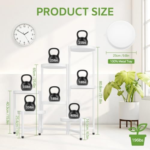 7 Tier Large Plant Stand Indoor Outdoor, 10 In Wide Tray, White - Image 4