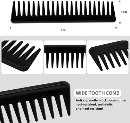 4pcs Curly Hair Brush Set for Adult & Kids Wet or Dry, Detangling Brush for 3/4ABC Hair with Detangler Spray Bottle & Wide Tooth Comb (3+1, Black) - Image 6