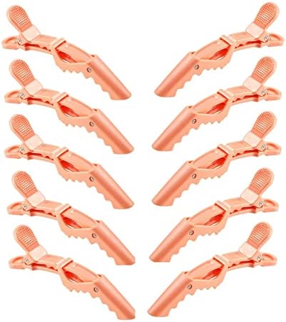 10pcs/set Multicolor Croc Alligator Clips - Transparent Plastic Hair Styling Sectioning Barrettes - Non Slip Professional Salon DIY Accessories - Hairpins (10pcs-Orange) - Image 4