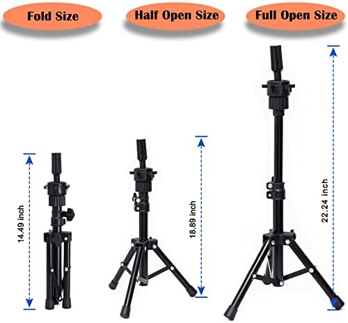 EERYA 22 Inch Wig Head With Tripod Stand, Canvas Mannequin for Styling, Making and Displaying (Rosy) - Image 3