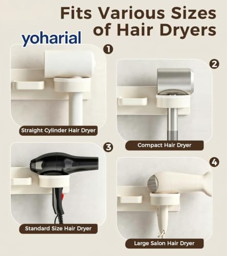 Wall Mount Hair Dryer Holder, No-Drill Hair Styling Tool Organizer - Image 6