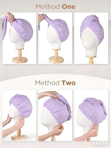 3 Pack Microfiber Hair Towel Wrap for Women, Fast Drying Hair Turban with Button, Anti-Frizz Large Hair Towel for All Hair Styles, Soft & Absorbent Hair Drying Towel - Image 3