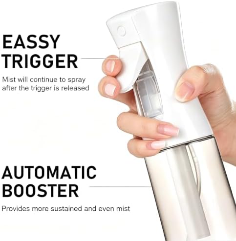 3 Pack Spray Bottles, 2-Pack Continuous Spray Bottles,Fine Water Mist Spray Bottles for Hair 6.8 OZ (200 ML) and 1oz 30ml Travel Spray Bottle Mister for Cleaning,Hairstyling,Plants,Barbers,White Black - Image 3