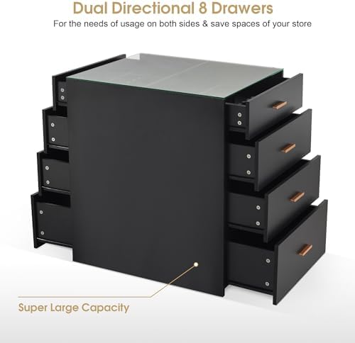 BarberPub Dual Storage Cabinet with Drawers,Salon Station(Black) - Image 4