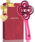 SIMETRA Lucky Hair Brush for Women, 14K Gold Plated Wet Brush Detangling Brush for All Hair Types, Natural Crystal Inlay Boar Bristle Hair brush, Curly Detangler HairBrush for Scalp Massage Gift by SimetraHairBrush