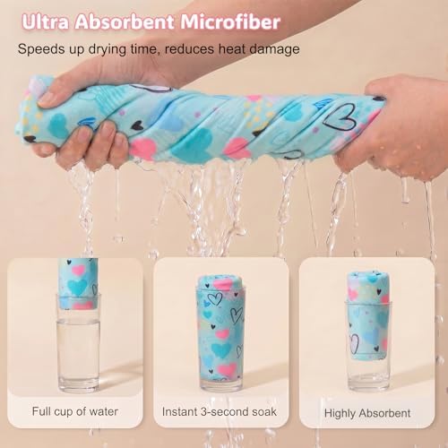 Basumee Microfiber Hair Towel Wrap for Kids Girls, Ultra Absorbent, 2 Pack - Image 2
