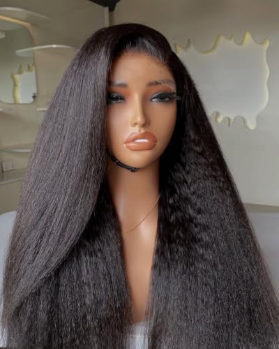 BEEOS Kinky Straight 13x6 SKINLIKE Real HD Lace Frontal Wig, Ultra-fitted Cap Design 250% Density 0.10mm Ultra-thin Invisible HD Lace Pre-Plucked Bleached Knots Human Hair Wig 20 Inch - Image 2