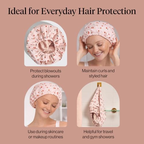 Kitsch Luxury Large Shower Cap for Women - Cherry Print - Image 5