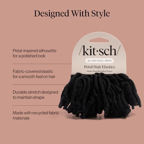 Kitsch Petal Hair Ties No Damage - Black, 10pcs - Image 4