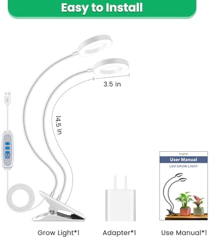 Clip Grow Lights for Indoor Plants, 3.5in Full Spectrum 2 Heads - Image 7