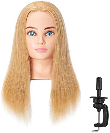 Hairingrid Mannequin Head 20"-22" 100% Human Hair Hairdresser Cosmetology Mannequin Manikin Training Head Hair and Free Clamp Holder by Hairingrid