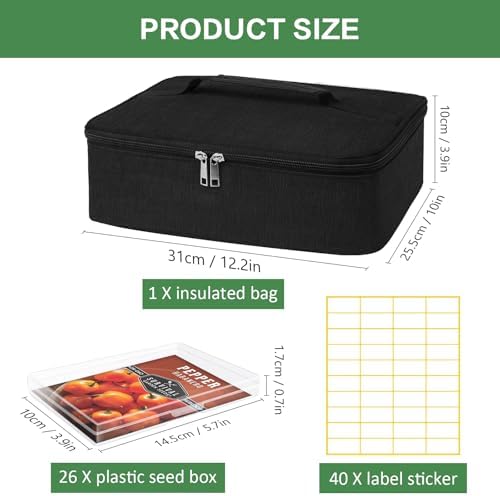 26 Slots Seed Storage Organizer Box with Insulated Bag That Holds 80-200 Seed Envelopes, Oxford Cloth Garden Seed Containers with Labels, Seed Packet Organizer for Plant, Flower ,Vegetable Seeds - Image 5