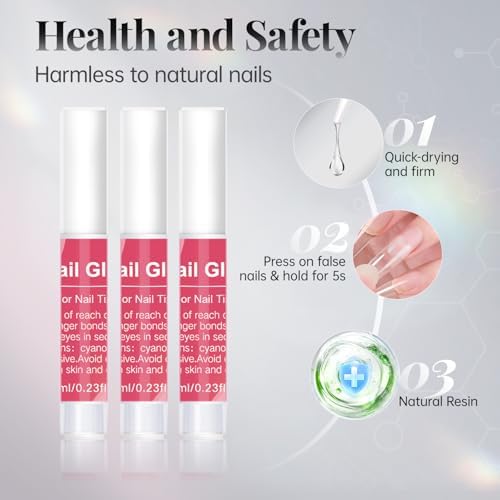Krofaue 100PCS Clear French Half Cover Nail Tips & 3pcs Nail Glue Kit - Image 3