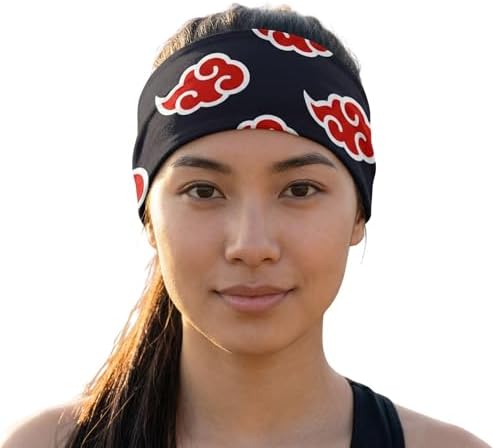 Anime Wave Headband for Men & Women – Adjustable Satin Compression Headband with Hook-and-Loop Strap for Sports, Gym, Running & Hair Control (Red Cloud) by CrownLimitedSupply