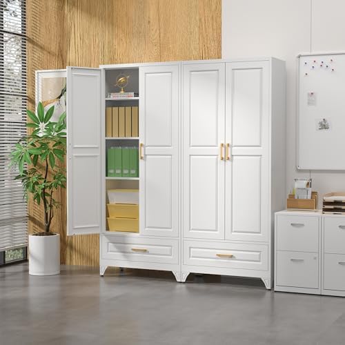 SteeLoong 75" Metal Storage Cabinet with Doors and 3 Adjustable Shelves - Image 7