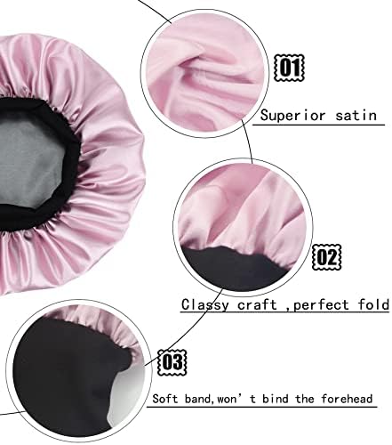 Kids Satin Bonnet Double Layer Wide Elastic Band Sleep Cap - Image 3
