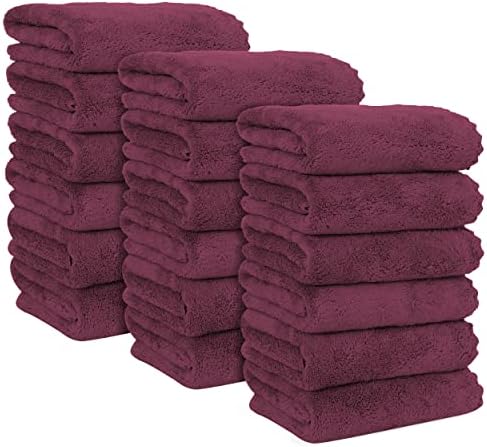 MOONQUEEN 18 Pack Premium Hand Towels - Quick Drying - Microfiber Coral Velvet Highly Absorbent Towels - Multipurpose Use as Hotel, Bathroom, Shower, Spa, Hand Towel 16 x 28 inches (Burgundy) by MOONQUEEN