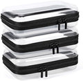 YOPCDJ 3 Pack Clear Hard Shell Zipper Case, Clear Zipper Pouches Waterproof Makeup Organizer & Travel Toiletry Bag, Plastic Pouch for Travel Office Storage, Home, Black Small Size by YOPCDJ