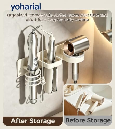 Wall Mount Hair Dryer Holder, No-Drill Hair Styling Tool Organizer - Image 5