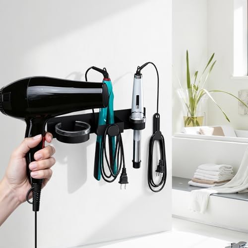 Hair Dryer Holder Wall Mounted, Blow Dryer Holder with Plug&Cord Organizer - Image 3