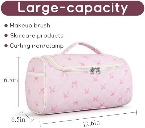 GISMTR Quilted Hair Tools Travel Case, Cotton Portable Storage Bag with Hanging Hook for Hair Curler Accessories, Cute Dustproof Travel Organizer - Image 2