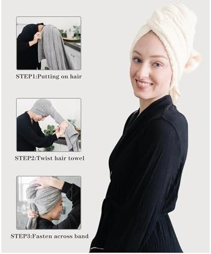 ROLSHOL 2-Pack Large Microfiber Hair Towel Wraps for Women, 27 × 39 in - Image 4