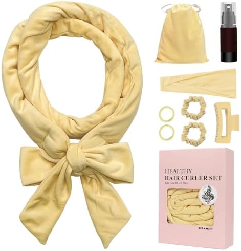 ZILAMPU Heatless Curls Overnight No Heat Hair Curlers to Sleep In - Yellow by ZILAMPU
