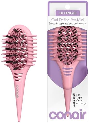 Conair Curl Define Pro Mini Detangling Brush, Tight Curly Hair, Pink by conair