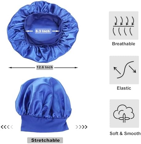 12 Pieces Silk Bonnet for Women Curly Hair Satin Bonnet Hair Wrap for Sleeping Cap with Tie Band (Multicoloured2) - Image 2