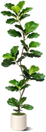 Artificial Fiddle Leaf Fig Tree-5 FT Fake Plant with Nursery Planter,Fake Plants for Home Office Living Room Decor Indoor by LeafVerse