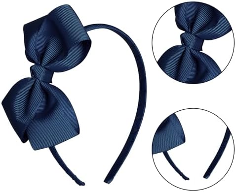 baotongle 11pcs Navy Blue School Hair Accessories Set Uniform Hair Bow Headband Clips Hair Ties Curly Bows for Little Toddler School Girls(Navy Blue) - Image 6