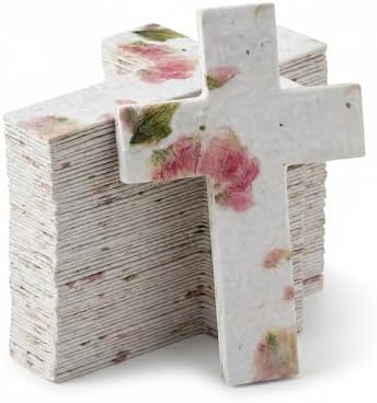24 Pink Cross Plantable Memorial Gift Tags by SeedBloom