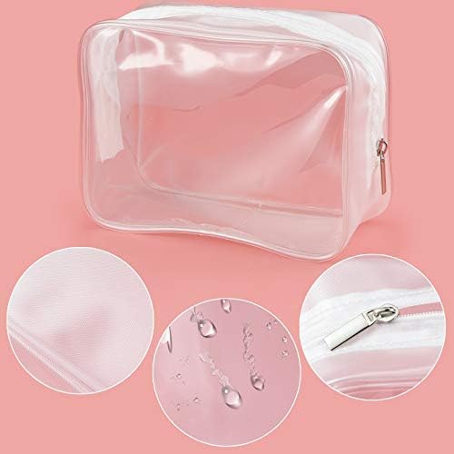 Wobe 5 Packs Clear Cosmetics Bag TSA Approved, PVC Zippered Toiletry Carry Pouch Portable Makeup Bag for Vacation Travel, Bathroom and Organizing Waterproof Makeup Vinyl Case (Medium, White) - Image 3