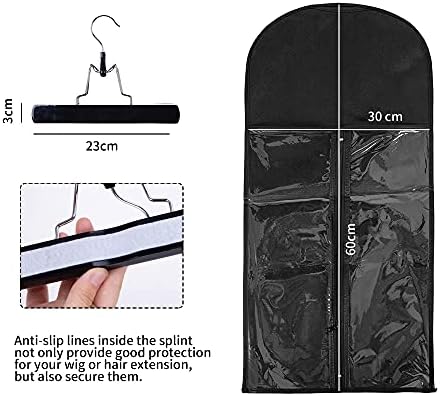 Wig Bags Storage With Hanger- 3PCS Hair Extensions Storage Bag Hair Hangers For Extensions Hairpieces Storage Holder (black) - Image 2