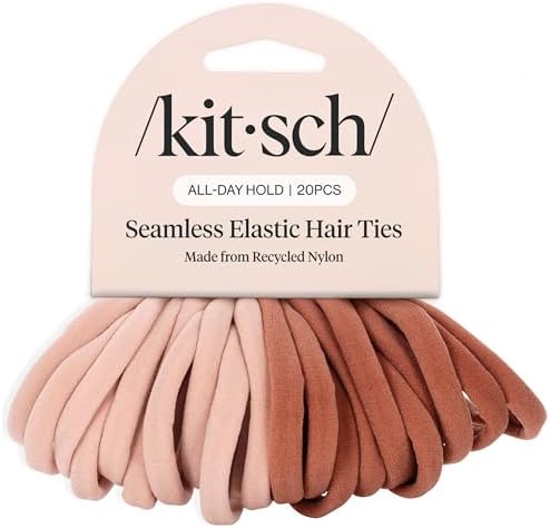 Kitsch Elastic Hair Ties No Damage | Stretchable Hair Bands - Blush 20pcs by Kitsch