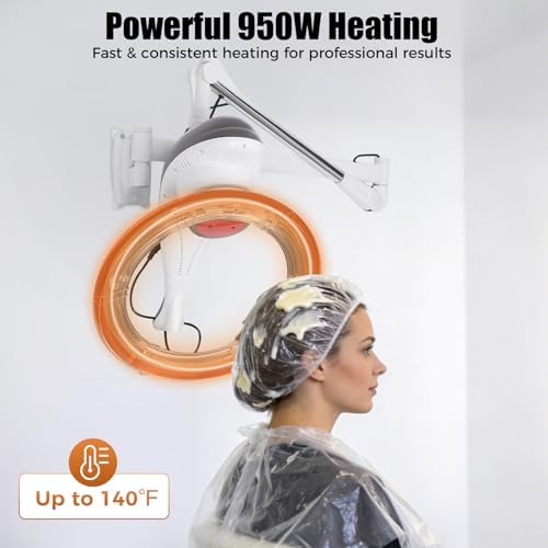 950W Wall Mount Hair Treatment Machine,Orbiting Rotating Hair Processor for Salon Home Use,Time Adjustable,Professional Hair Care for Spa Family (Grey) - Image 3