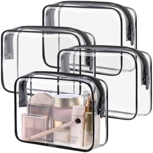PACKISM TSA Approved Toiletry Bag - Clear Makeup Bag, 4 Medium Black by Packism