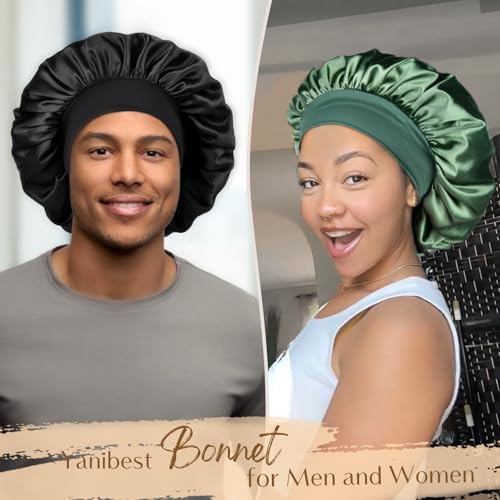 YANIBEST Soft Satin Bonnet for Men Women, Sleep Cap to Maintain Moisture - Image 2