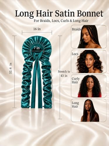 Double Layer Slik Like Satin Bonnet, 33-43" XXL Bonnet for Braids Long Hair - Image 4