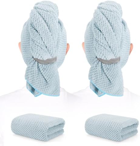 2 Pack Microfiber Hair Towel XL 41" x 24" Fast Dry, Soft, Absorbent by BEofferDirect