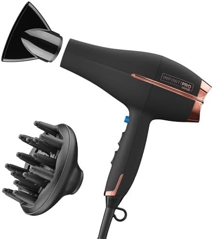 Conair InfinitiPRO Hair Dryer with Diffuser & Concentrator, 1875W, Black by conair