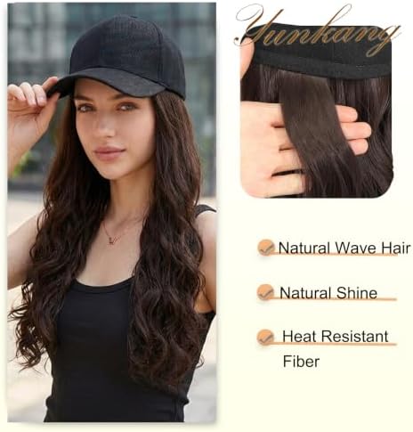 Hat Wig Baseball Cap Hat with Long Wavy Wig Layered Brown Hair - Image 5