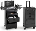 Travel Salon Cart with 4 Drawers, Hair Stylist Cart on Wheels Portable Salon Station with Aluminum Alloy Frame and Worktop Tray, Rolling Makeup Train Case Cosmetology Case by ABTSalon