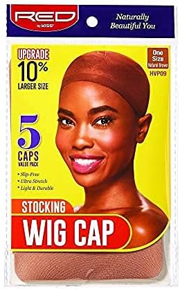 Red by Kiss Stocking Wig Cap 5 PCS (Natural Brown) - Image 2