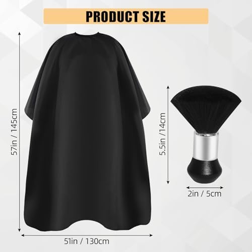 Omvoina Professional Haircut Cape with Adjustable Snap Closure and Neck Duster Brush, Salon Hair Cutting Cape, Barber Cape for Unisex - Image 2