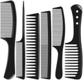 Kolavia 6 PCS Hair Comb Set Black, Durable Wide and Fine Tooth Rat Tail Hair Barber Comb for Women & Man, Professional Combs for Wet Curly Natural Hair Detangling Parting Teasing Styling & Cutting by Kolavia